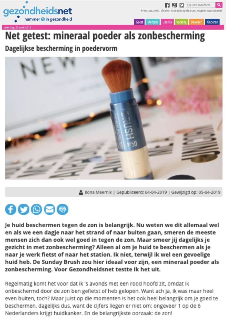 NL 2019 sept online Cover Gezondheidsnet - Sunday Brush